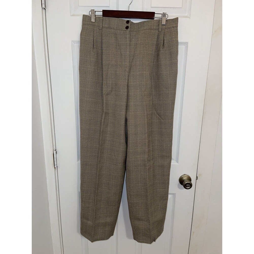 VTG Harve Benard 100% Wool Dress Pants Womens Size 16 Plaid Career Lined